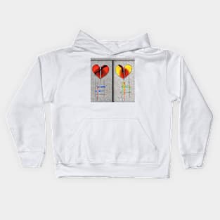 red and yellow heart Kids Hoodie